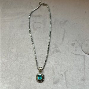 Elegant Silver Necklace with Turquoise Pendant